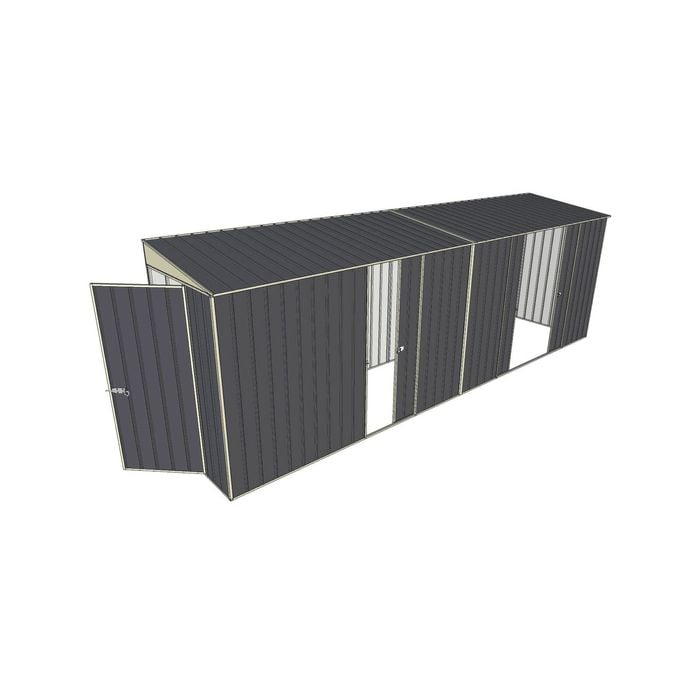 Build-A-Shed 1.2 x 6.0 x 2.0m Tunnel Shed Tunnel Hinged Door with 3 Sliding Side Doors - Grey