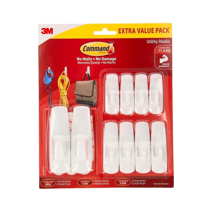 Command™ White Adhesive Mixed Hooks Value Pack - 10 Pack