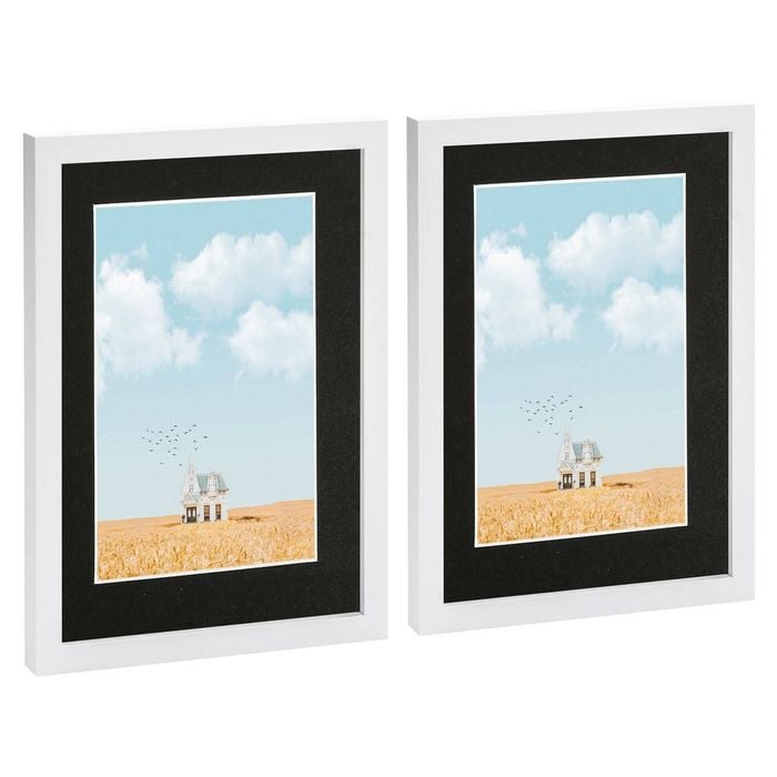 Nicola Spring Photo Frames with A5 Mount - A4 (8" x 12") - White - Pack of 2