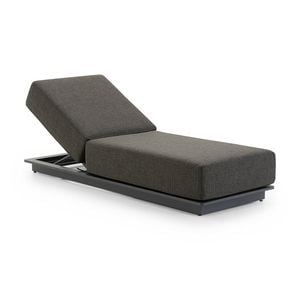 Whitehaven Outdoor Aluminium Single Sun lounge Charcoal & Deep Granite Cushions