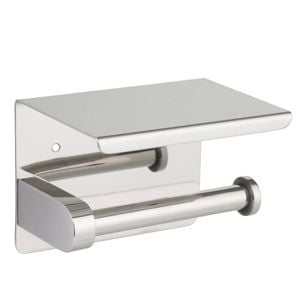 Metlam Australia Polished Stainless Steel Single Toilet Roll Holder with Shelf