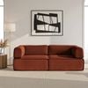Homfurn Sofa Bed, Orange Corduroy Fabric, 300kg Capacity