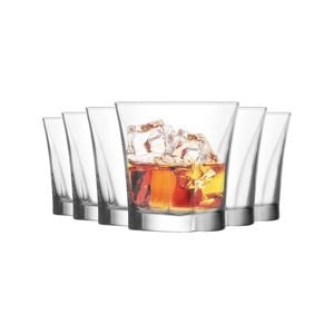 LAV Truva Whisky Glasses Set - Vintage Glass Bourbon Scotch Whiskey Tumblers - 280ml - Pack of 12