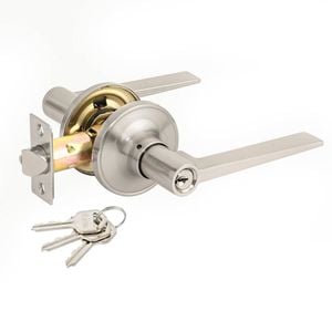 Ikonic Brushed Nickel Orbis Entrance Lever Set