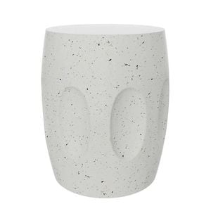 P&P Off-White Lightweight Concrete Side Table for Indoor and Outdoor Modern Spaces