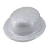 GLITTER BOWLER HAT Fancy Party Plastic Costume Cap Fun Dress Up Sparkle - White/Silver - White/Silver | Glitter Bowler Hat
