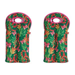 2PK Annabel Trends Neoprene Double Bottle Bag 24x38cm - Jungle Snake