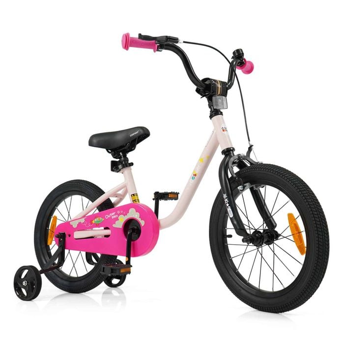 Costway Kids Adjustable Bike Removable Training Wheel Age4-7 Pink