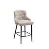 Will Barstool in Beige Fabric with Bronze Studs and Metal Powdercoated Legs in Black