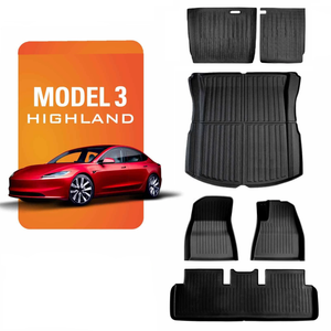 Provecta 8PC Tesla Model 3 Highland 2024+ Floor Mats Boot Liner TPE Trunk Frunk Cargo Set