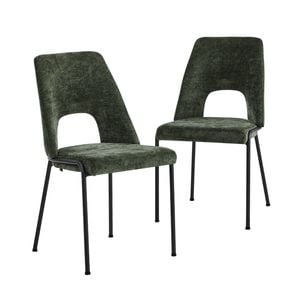 Oikiture 2x Dining Chairs Open-backrest Design Green