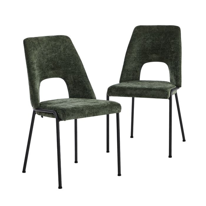 Oikiture 2x Dining Chairs Open-backrest Design Green
