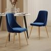 Solid Pine Velvet Dining Chair with Gold Steel Legs Blue