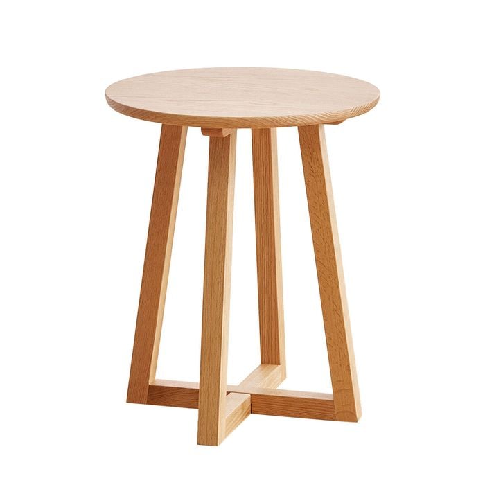 Miuz Solid Oak Wood Side Table, Round Tripod End Table Shelf Nightstand