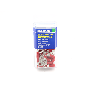Narva 3mm Red Electrical Terminal Ring - 25 Pack