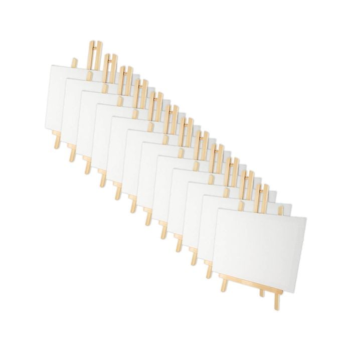 12x Art Boxd 7cm Square Small Stretched Canvas 280gsm Painting W/ Wooden Easel