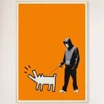 Galrie Banksy Choose Your Weapon Dark Orange Poster Print 2010 - Edgy Art Collection, Wood Frame, 50 x 70cm (20 x 28inch)