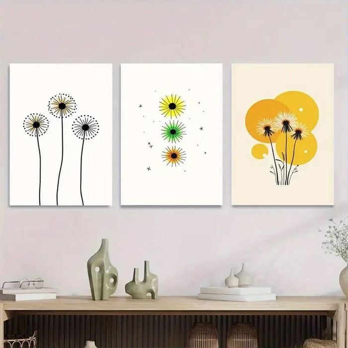 3pcs Modern Minimalist Dandelion Print 100% Australian Made 3 x 40x60cm (Metal Print)