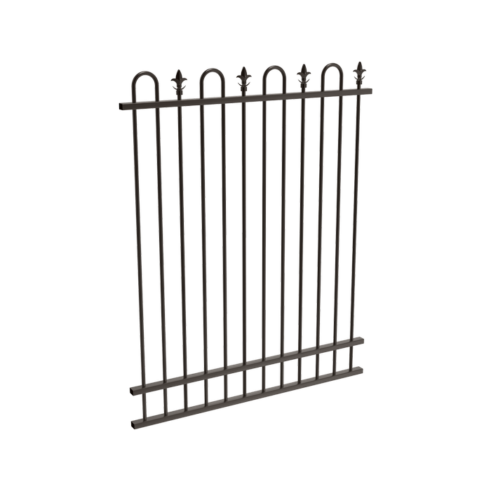 ProtectorAl 350 - 1200 x 1500mm Black Aluminium Loop And Spear Pool Fence Panel With Mid Rail