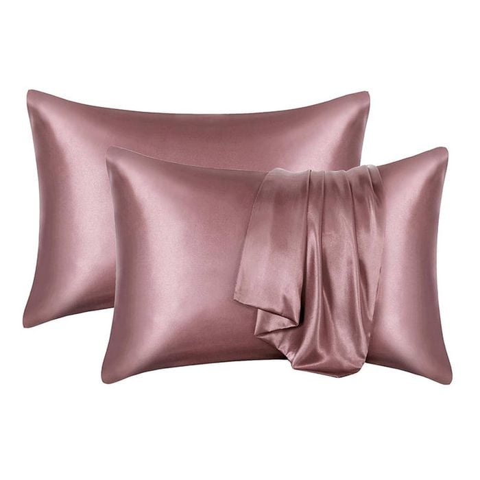 Catzon 2 Pcs Satin Pillowcases with Envelope Closure for Hair and Skin 51X76cm-Bean Paste