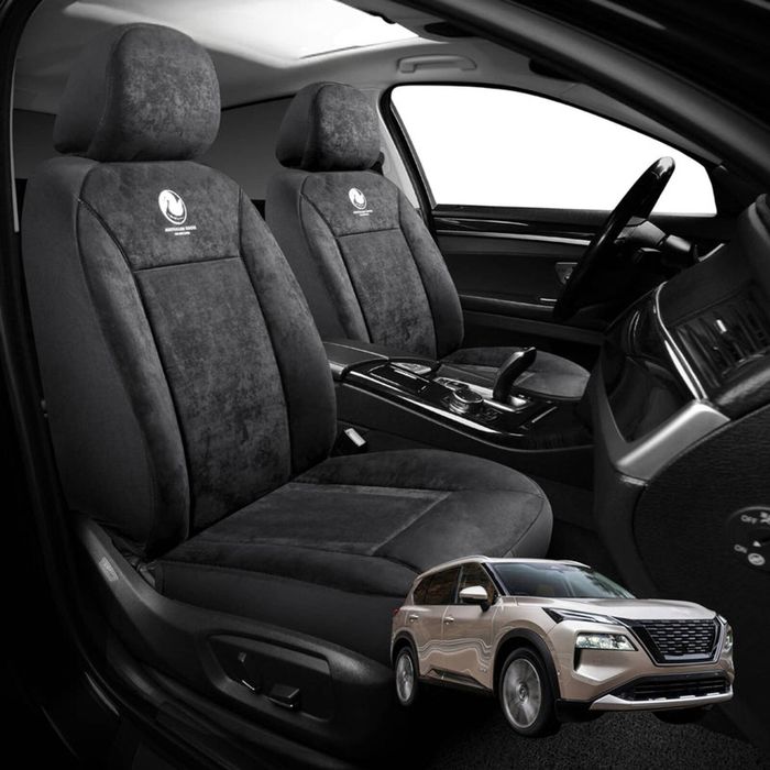 Australian Goose Edition Front Seat Covers for Nissan X-TRAIL 2022 - Current (T33) - Suede, Universal Fit - Black