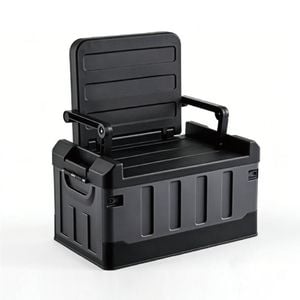 60l Storage Box with Lid Multifunctional Plastic Seatable Car Trunk Organizer