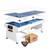 TOPONE 8FT 4-in-1 Convertible Multi Game Table, Heavy-Duty Reinforced Black Frame for Indoor Multi-Sport Use - White