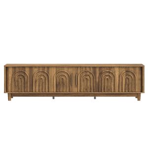Cosmoliving Arch Ribbed TV Unit with Sliding Doors 160CM Entertainment Cabinet