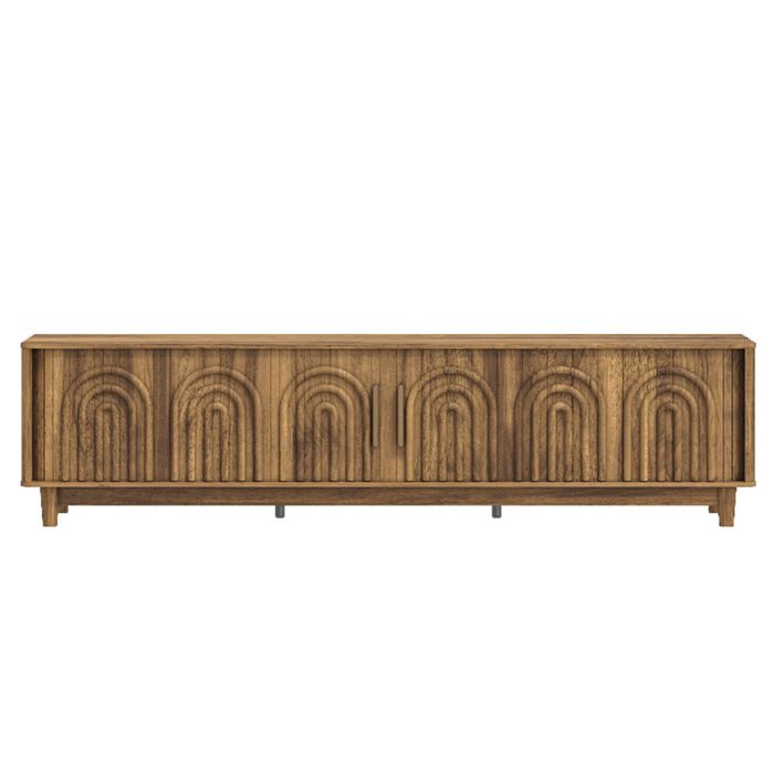 Cosmoliving Arch Ribbed TV Unit with Sliding Doors 160CM Entertainment Cabinet