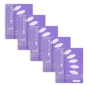 5pc Colourhide 5 Subject A4 Spiral Notebook Writing Stationery 250-page Lavender