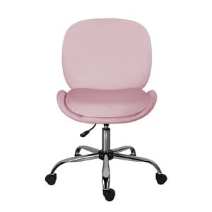 La Bella Pink Office Desk Chair - Velvet Armless Swivel Study Seat OVOID