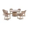Plantation 6 Seater Dining Table Brushed Wheat With Coastal Outdoor Wicker Chairs & Cream Cushions
