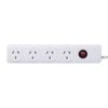 Click White 4 Outlet Powerboard with Master Switch
