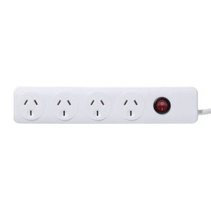 Click White 4 Outlet Powerboard with Master Switch
