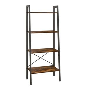 Costway 4-Tier Display Shelf 1.38M Storage Rack Bookshelf Metal Frame, Rustic Brown