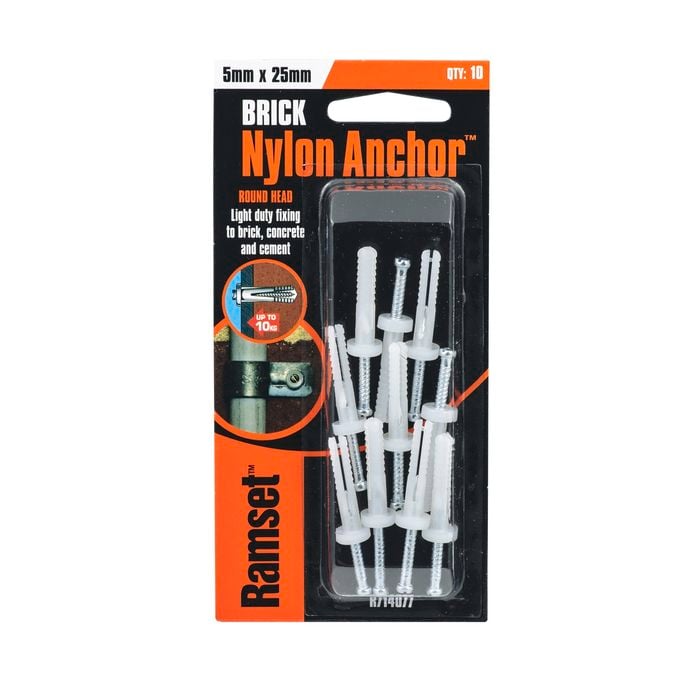 Ramset 5 x 25mm Brick Nylon Anchor - 10 Pack