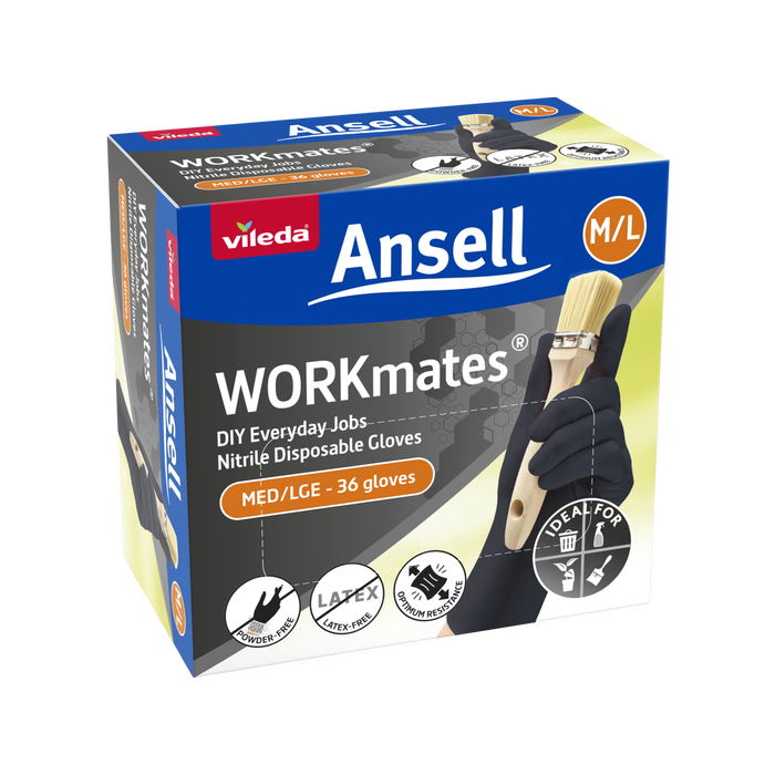 Vileda Ansell Workmates Nitrile Gloves 36PK - M/L 