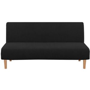 Smarcute 3 Seater Armless Futon Sofa Bed Cover Stretch Jacquard Couch Protector Black