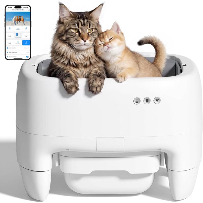 Advwin Self Cleaning Cat Litter Box Open Design APP Control Auto Smart Toilet Tray