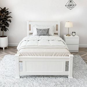 Artiss King Single Bed Frame and Bedside Table White