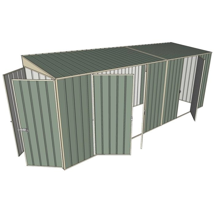 Build-a-Shed 1.5 x 5.2 x 2m Double and Single Hinged Side Door Skillion Shed - Green
