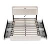 Ufurniture Upholstered Bed Frame with Tufted Headboard & Charging Station 4 Storage Drawers Queen Size Beige