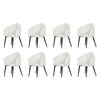 Familand Dining Chairs Set of 8 Padded Seat Kitchen Living Room Chair Velvet in White