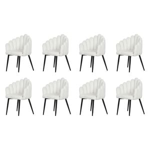 Familand Dining Chairs Set of 8 Padded Seat Kitchen Living Room Chair Velvet in White
