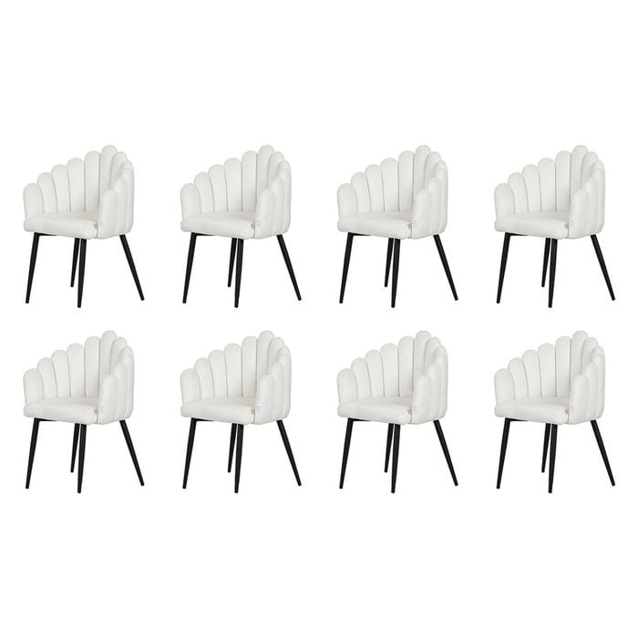 Familand Dining Chairs Set of 8 Padded Seat Kitchen Living Room Chair Velvet in White