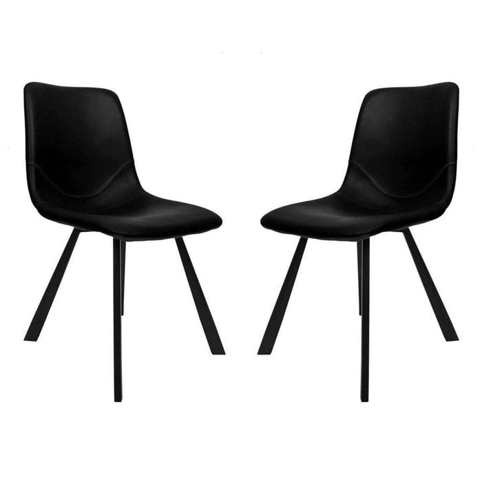 Raimon Furniture Set Of 2 Cos Faux Leather Dining Chair Black Metal Legs - Black