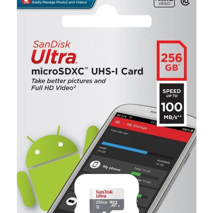 Micro SD Card SanDisk 256GB SDXC Class 10 Mobile Smart Phone Memory SDSQUNR-256G
