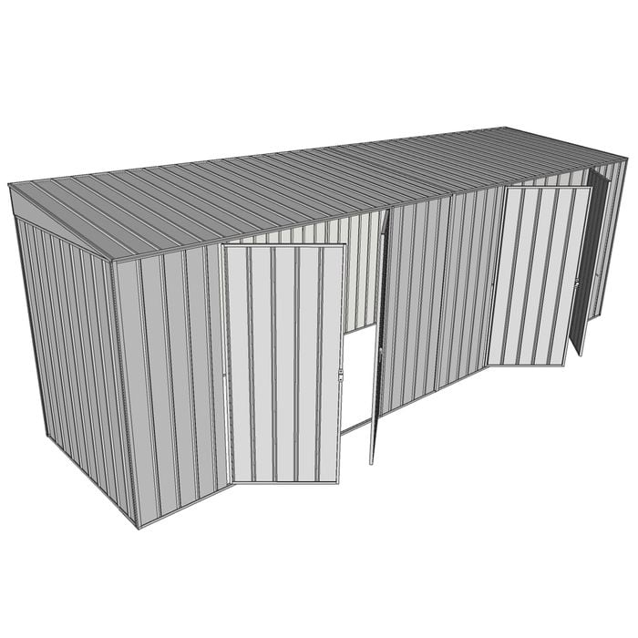Build-a-Shed 1.5 x 6 x 2m Skillion Dual Double Hinged Side Doors Shed - Zinc
