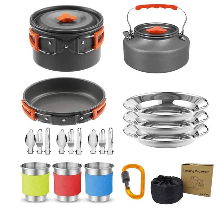 NNEOBA Pot Kettle Camping Cookware Set Grey