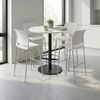 Olg Bar Leaner Bundle: Disc Base 1050mm Round Bar Leaner Black Frame White Top + 4 Game Plain Shell Barstools White